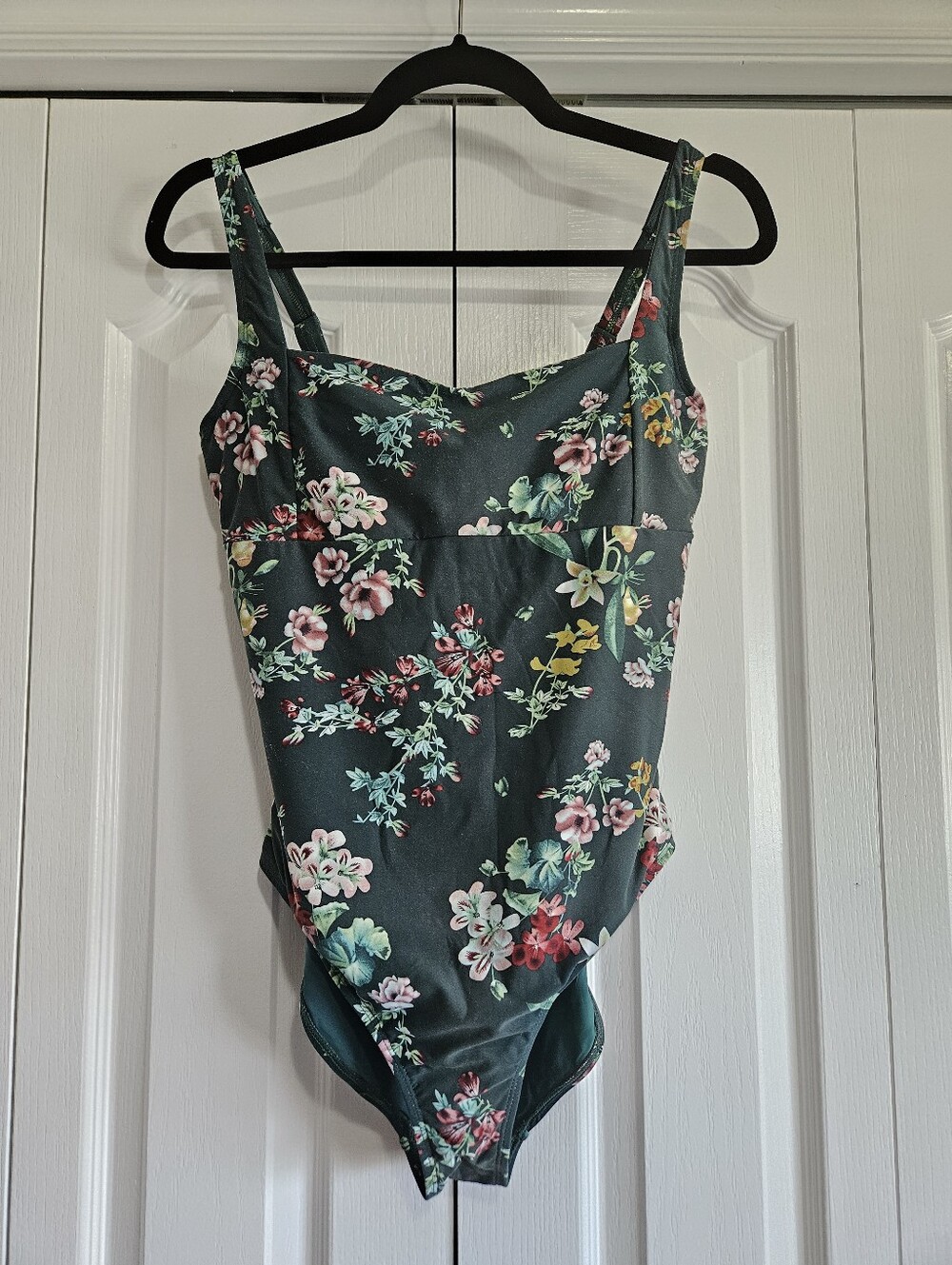 Green Floral Balconette One Piece Swimsuit